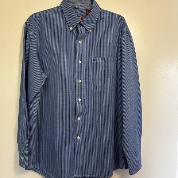 Izod Mens Shirt L Blue and White Button Up Long Sleeves - Picture 3 of 9